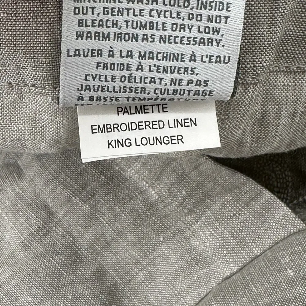 Restoration Hardware Palmette Embroidered Linen Sham King Lounger Fog Mist